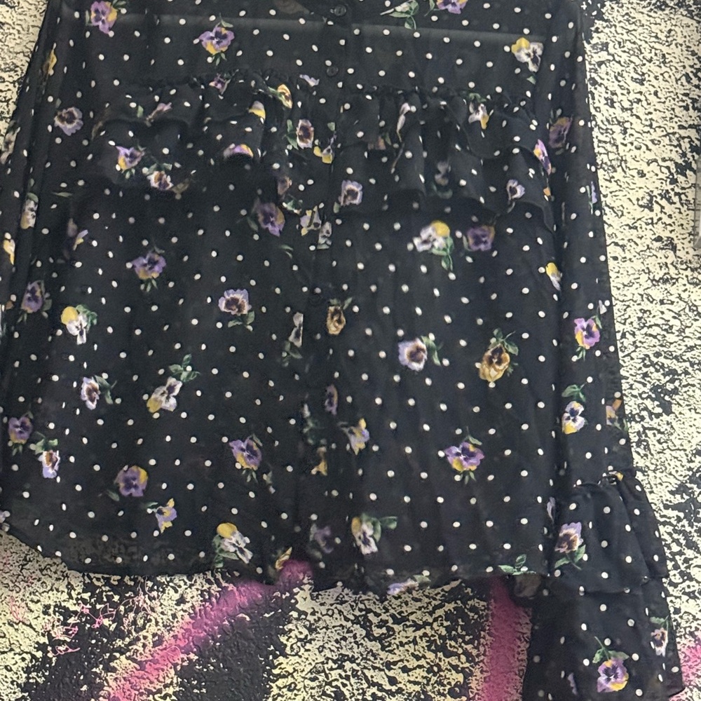 Forever 21 Black Floral Skater Skirt